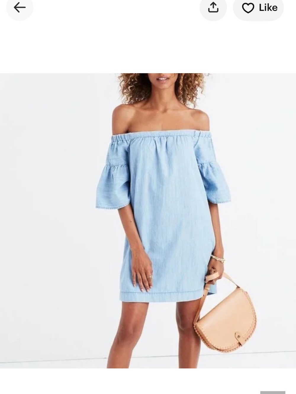 Madewell Chambray Flutter Sleeve Off-Shoulder dress